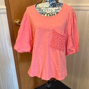 Democracy women’s elbow blouson sleeve scoop neck blouse